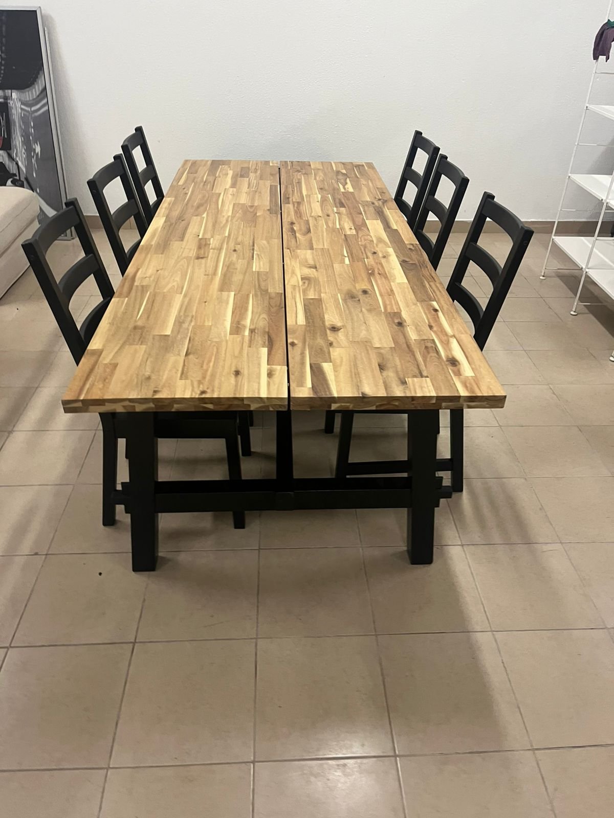 SKOGSTA / NORDVIKEN طاولة و 6 كراسي, سنط/أسود, 235x100 سم - Image 2