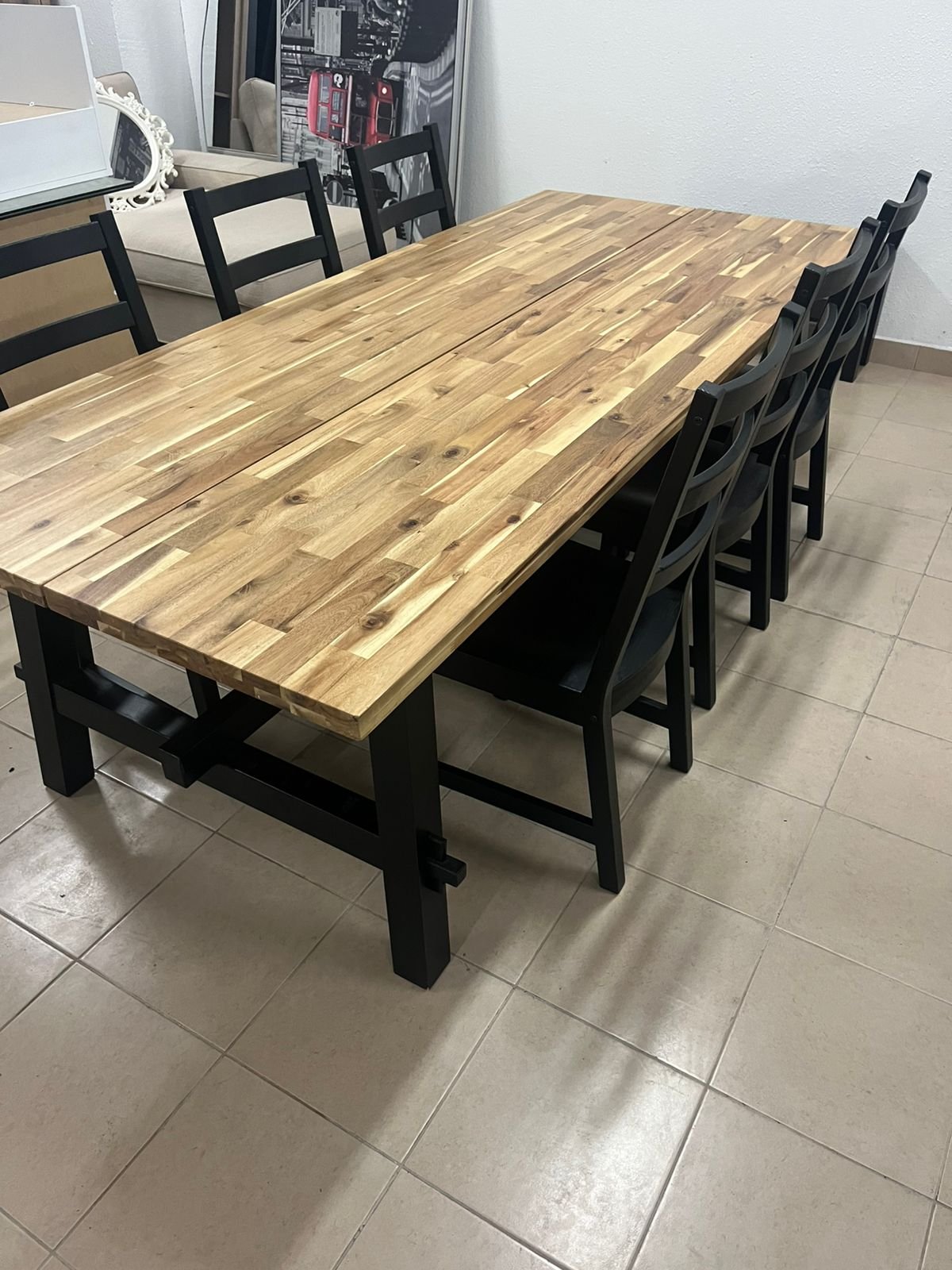 SKOGSTA / NORDVIKEN طاولة و 6 كراسي, سنط/أسود, 235x100 سم - Image 4