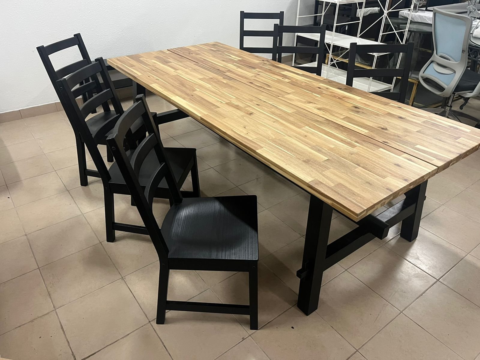 SKOGSTA / NORDVIKEN طاولة و 6 كراسي, سنط/أسود, 235x100 سم - Image 6