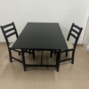 Table and 2 chairs, black/black