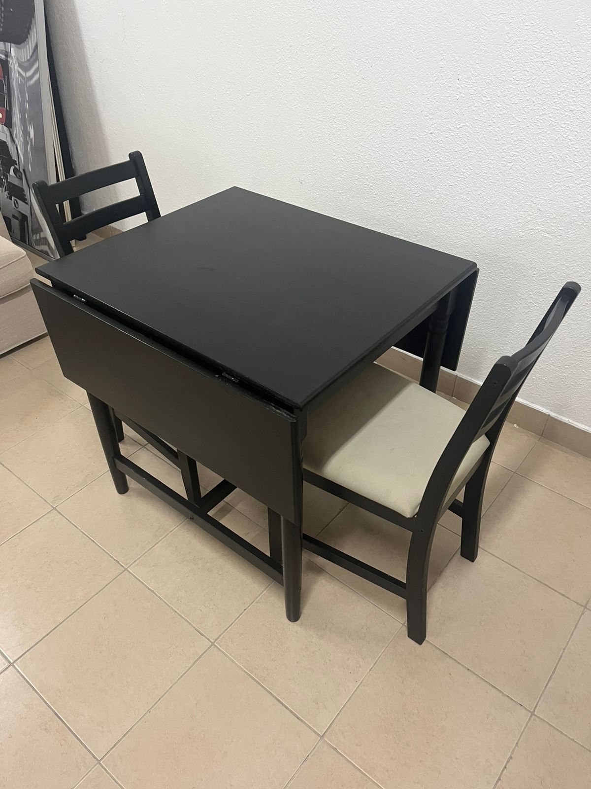 Table and 2 chairs, black/black - Image 7