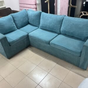 L-shaped sofa, petrol blue color
