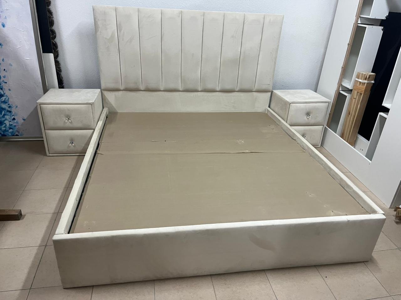 King size bed with nightstand - Image 4