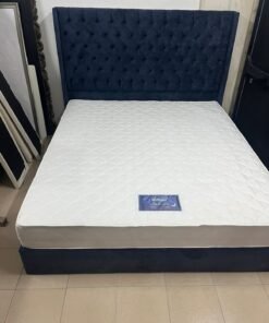 Navy blue headboard bed