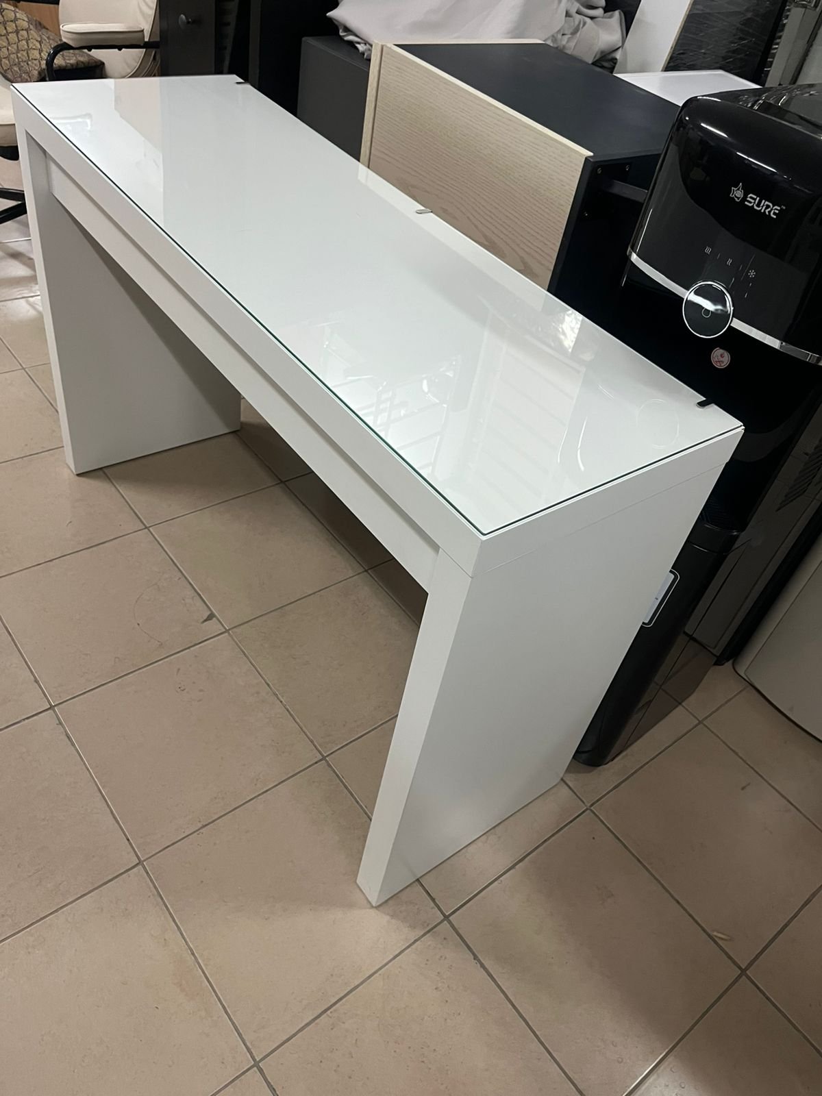 White desk with glass top - Image 6