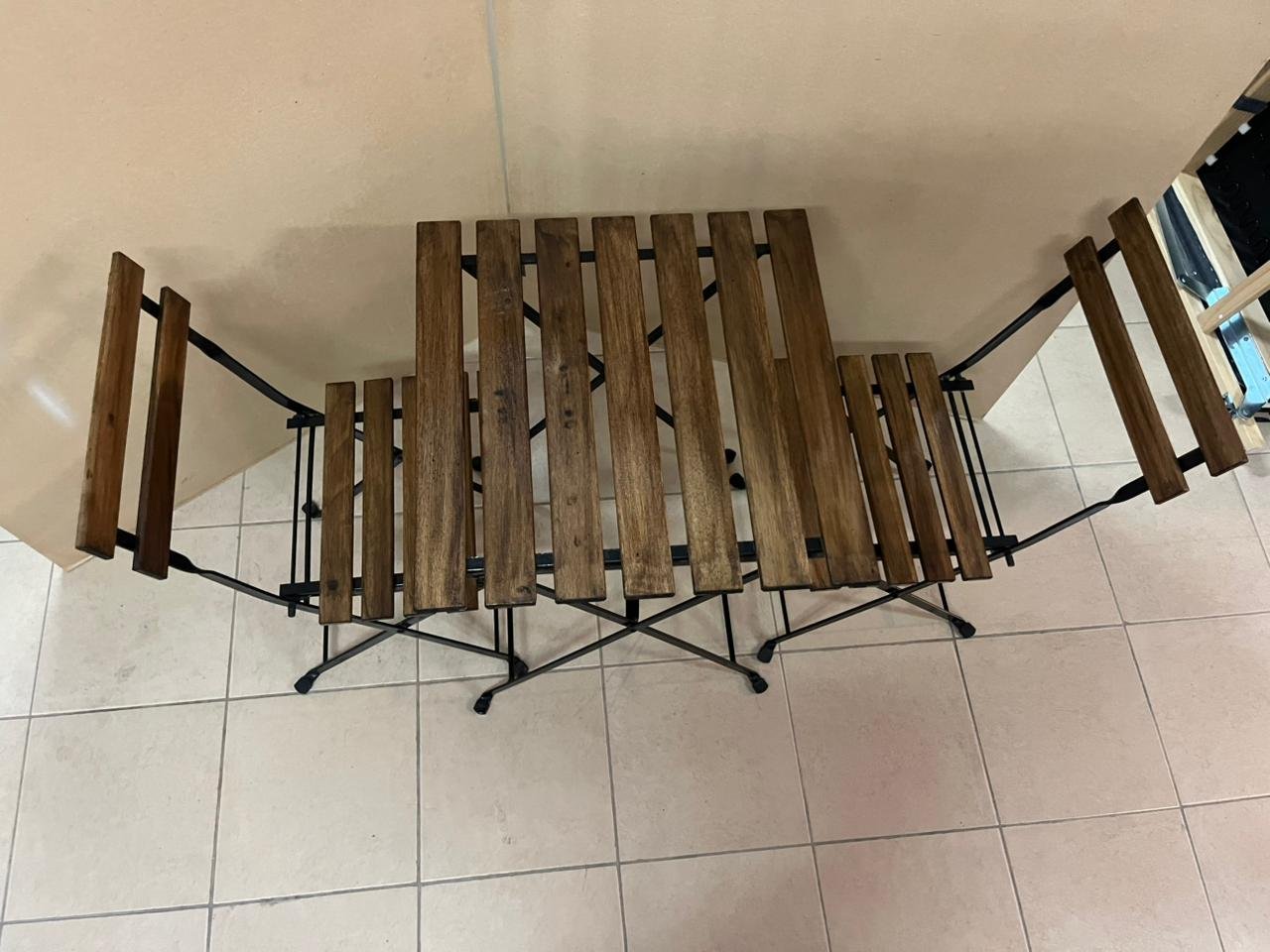 Table+2 chairs, outdoor, black/light brown stained - Image 4