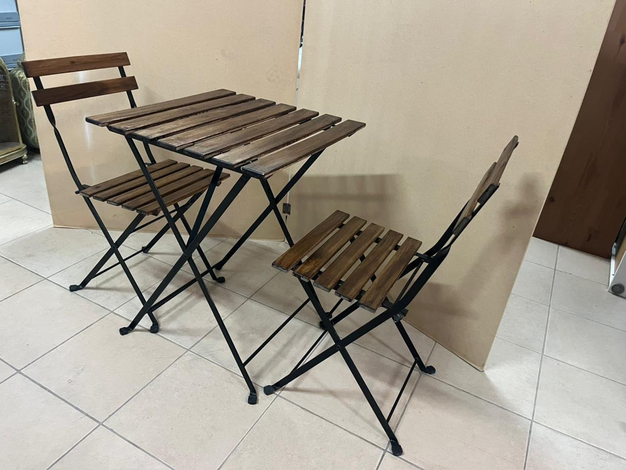 Table+2 chairs, outdoor, black/light brown stained - Image 8