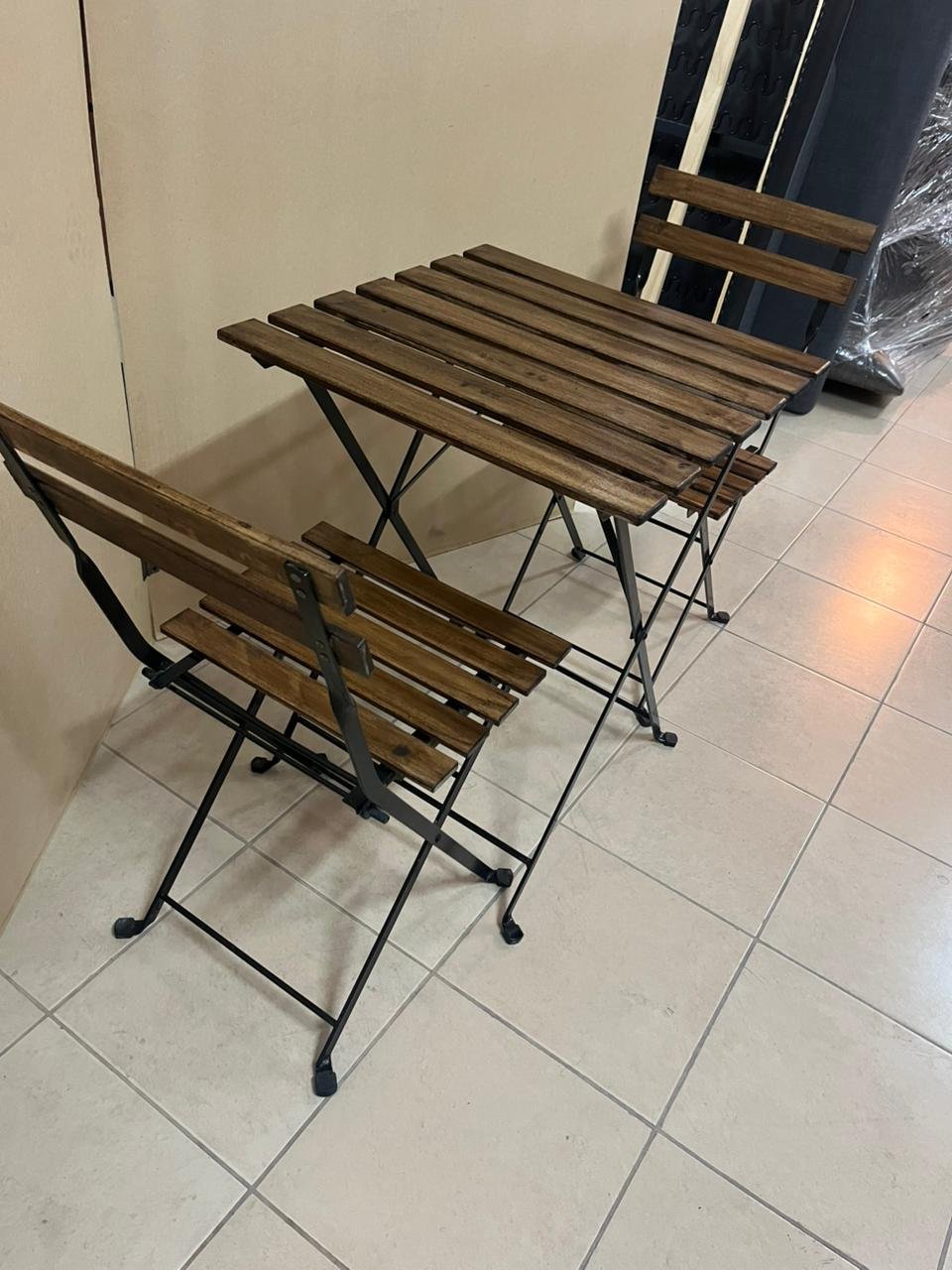 Table+2 chairs, outdoor, black/light brown stained - Image 9