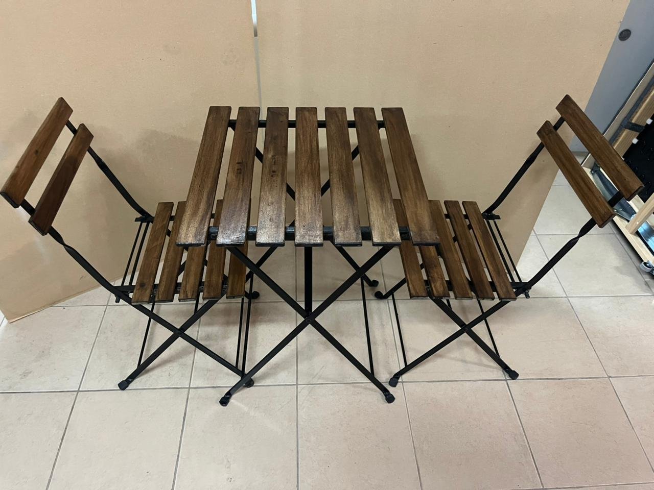 Table+2 chairs, outdoor, black/light brown stained - Image 10