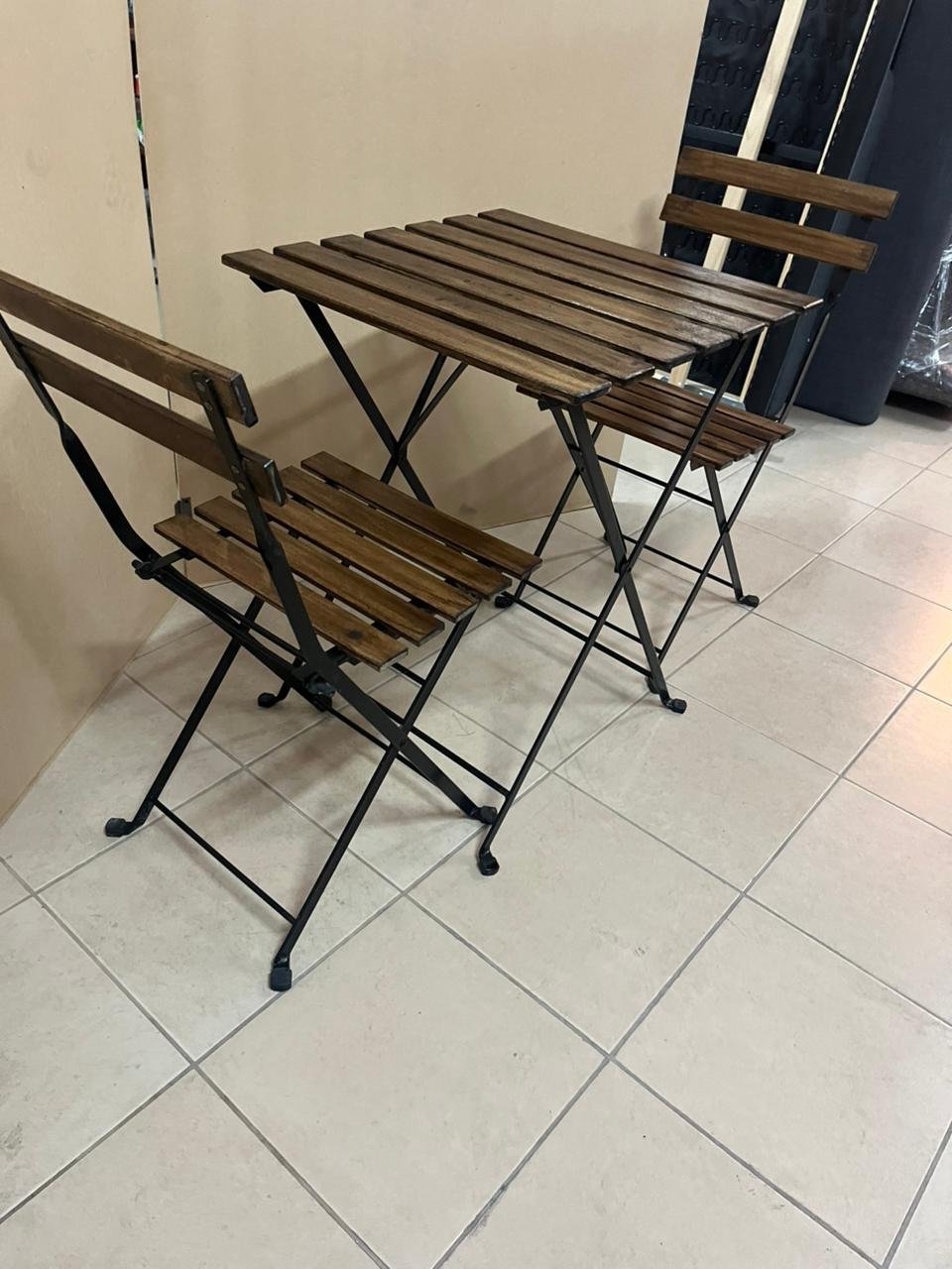 Table+2 chairs, outdoor, black/light brown stained - Image 11