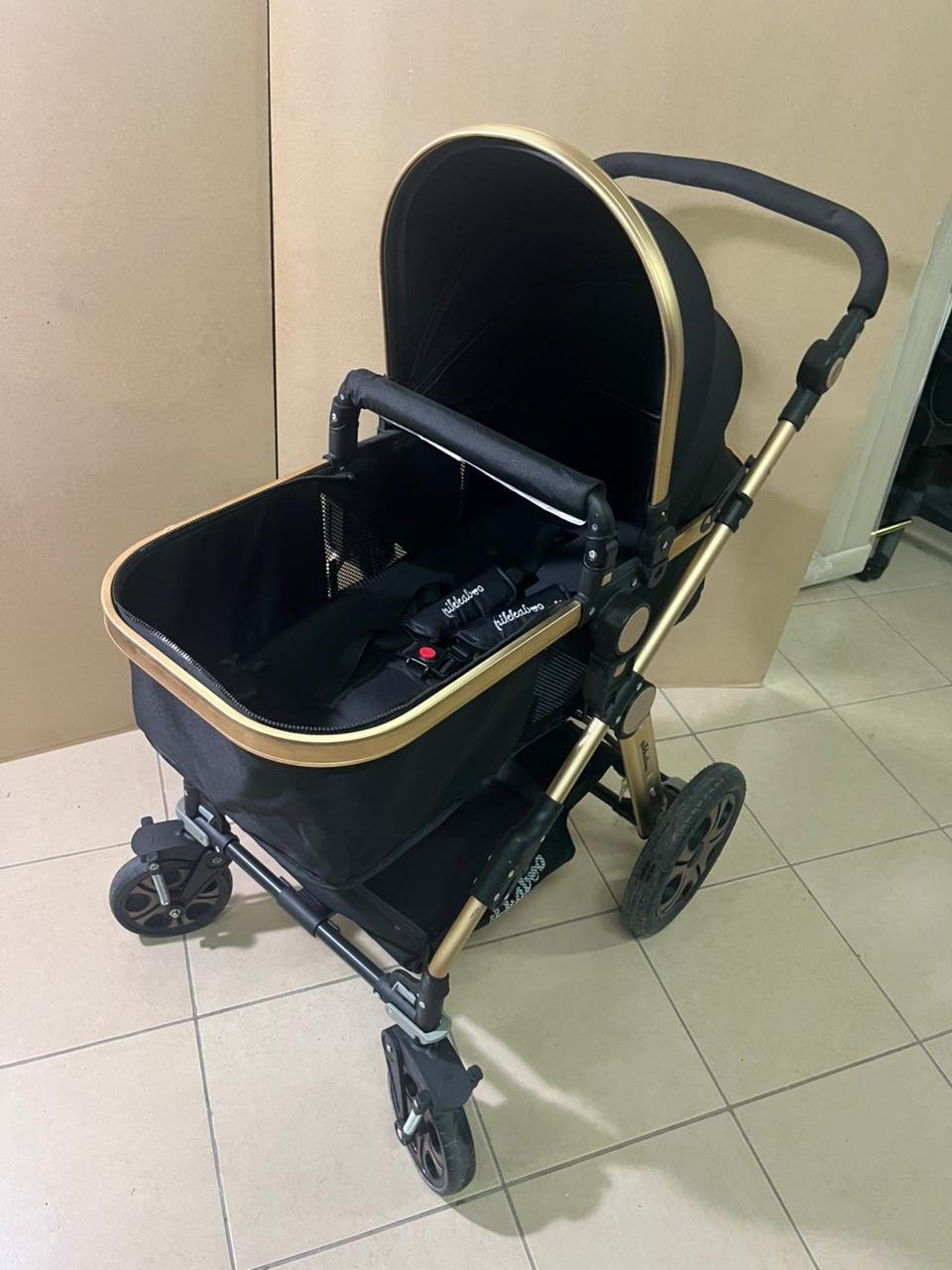 Pikkabo Luxury Pram Stroller-Black - Image 5