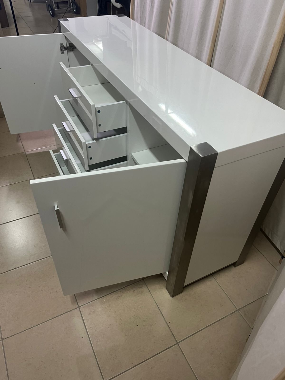 Shiny white buffet from Home Centre - Image 3