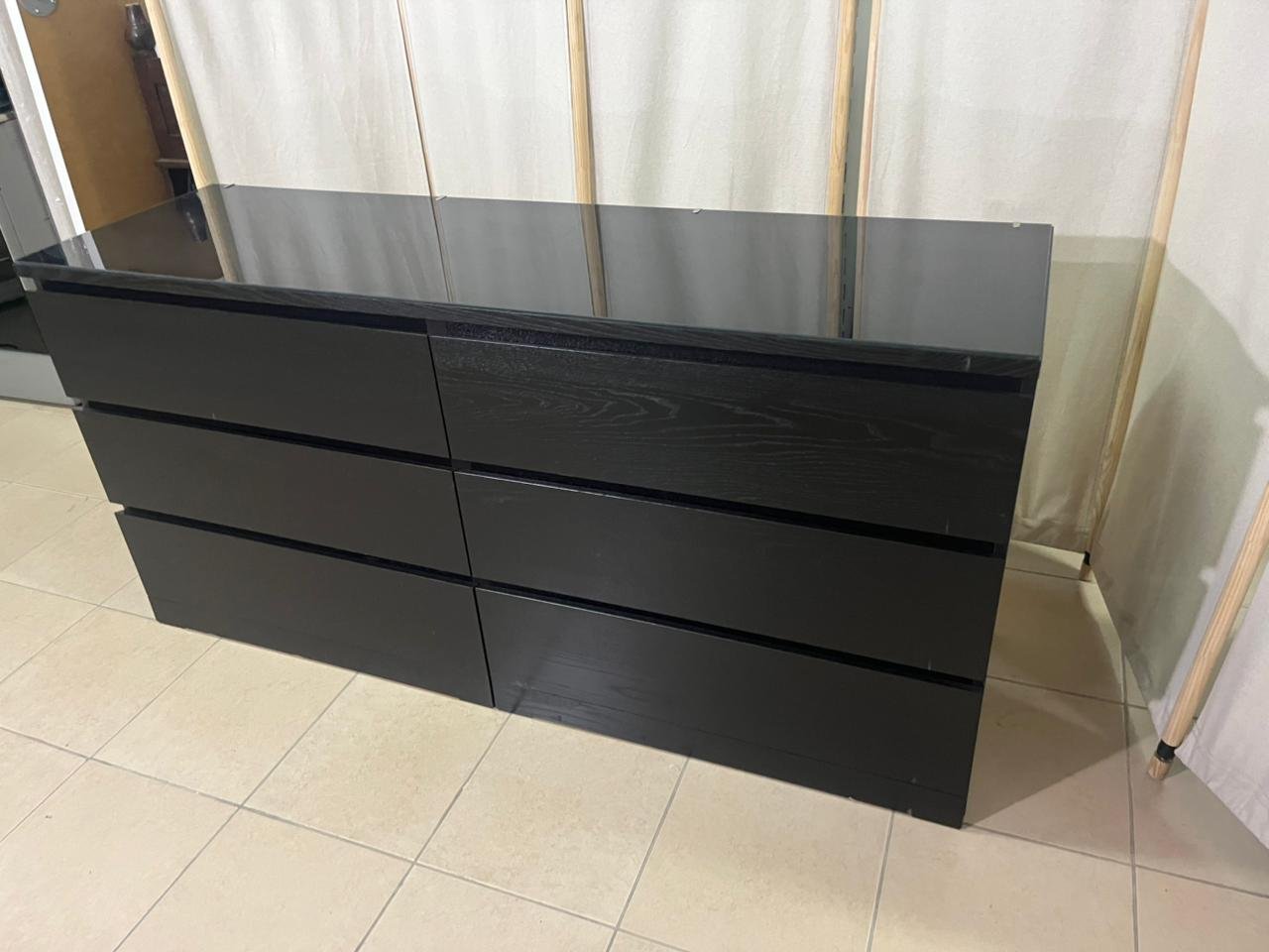 MALM Chest of 6 drawers, black-brown, 160x78 cm - Image 3