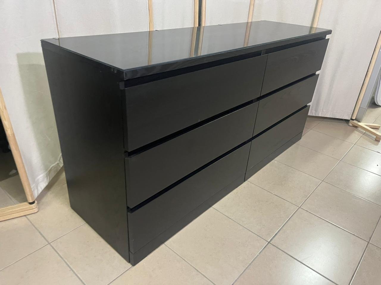MALM Chest of 6 drawers, black-brown, 160x78 cm