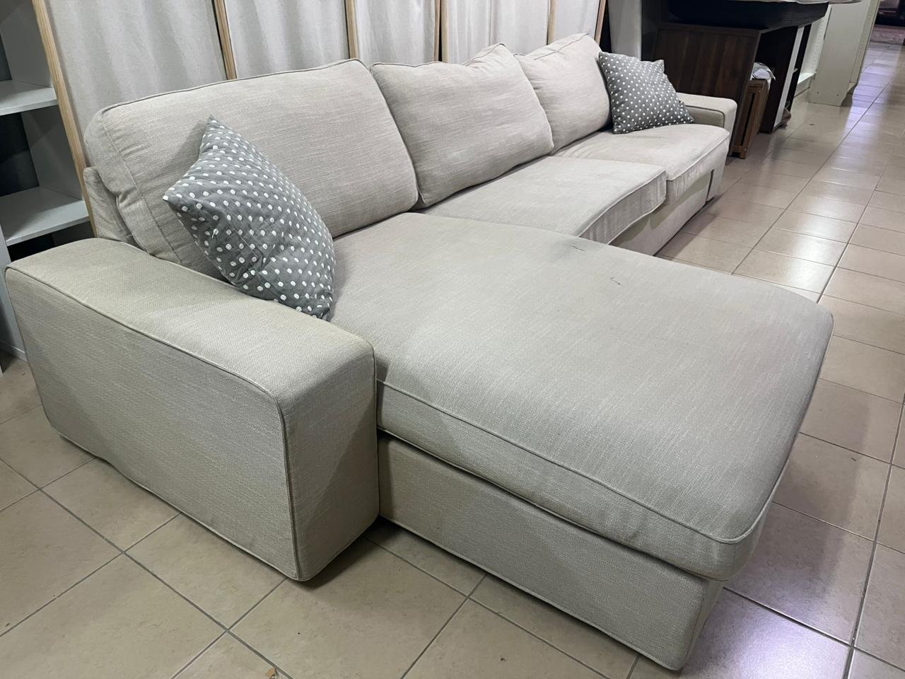 KIVIK 4-seater sofa with chaise lounge, Tresund light beige - Image 2