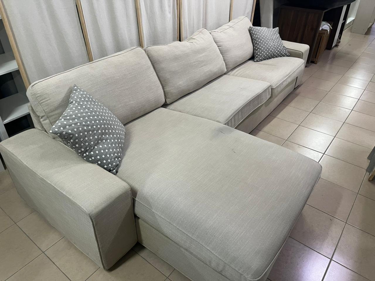 KIVIK 4-seater sofa with chaise lounge, Tresund light beige - Image 3