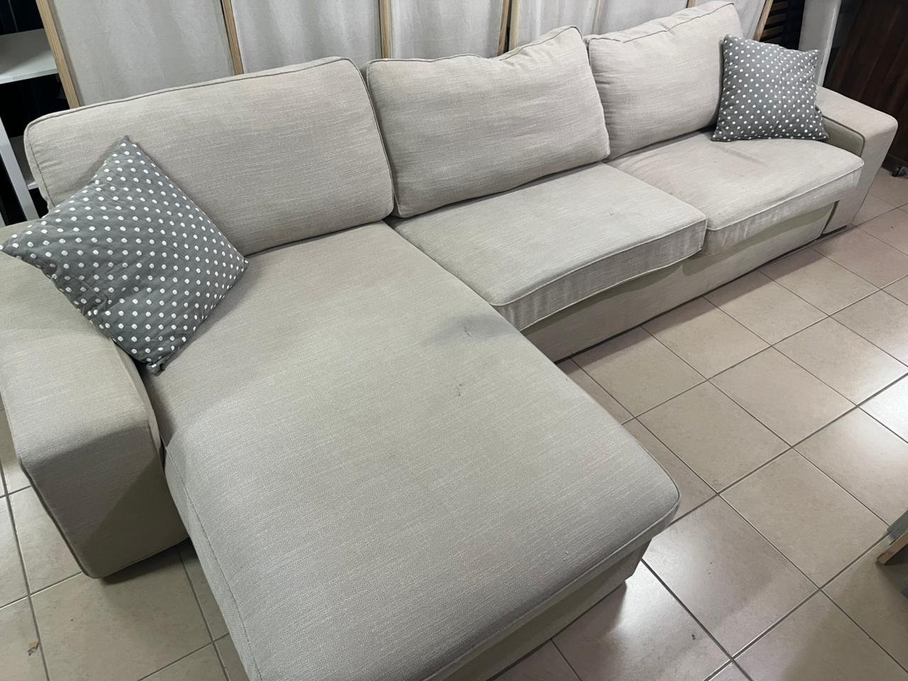 KIVIK 4-seater sofa with chaise lounge, Tresund light beige - Image 5