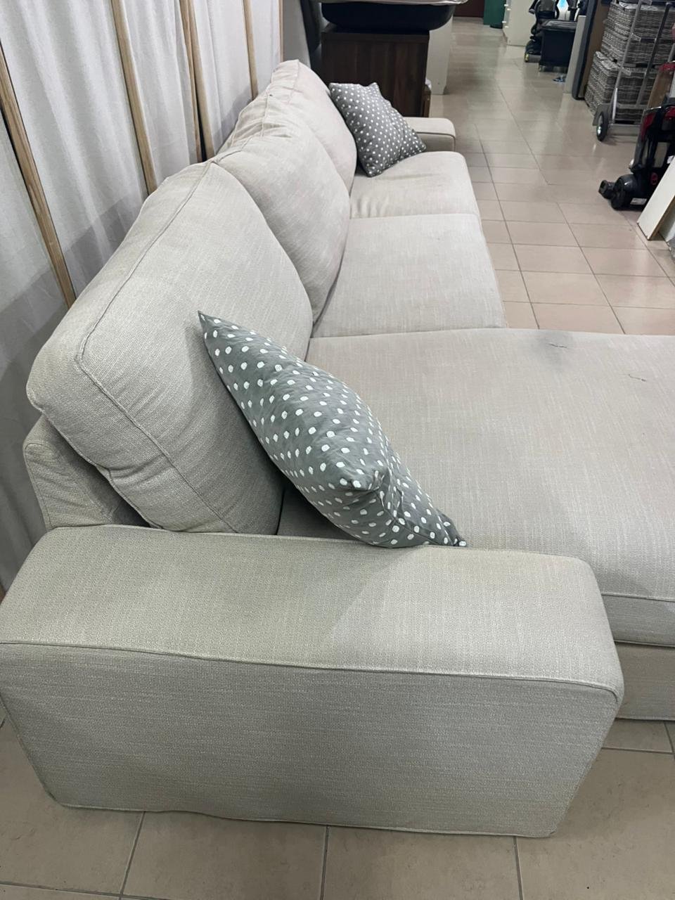 KIVIK 4-seater sofa with chaise lounge, Tresund light beige - Image 7