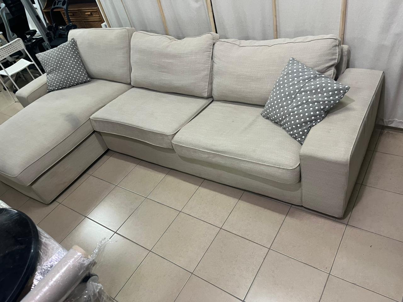 KIVIK 4-seater sofa with chaise lounge, Tresund light beige - Image 8