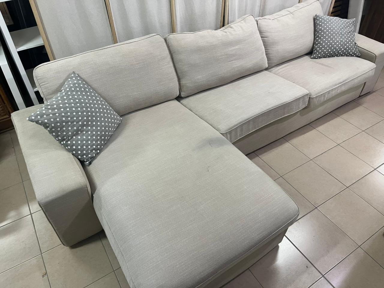 KIVIK 4-seater sofa with chaise lounge, Tresund light beige - Image 10