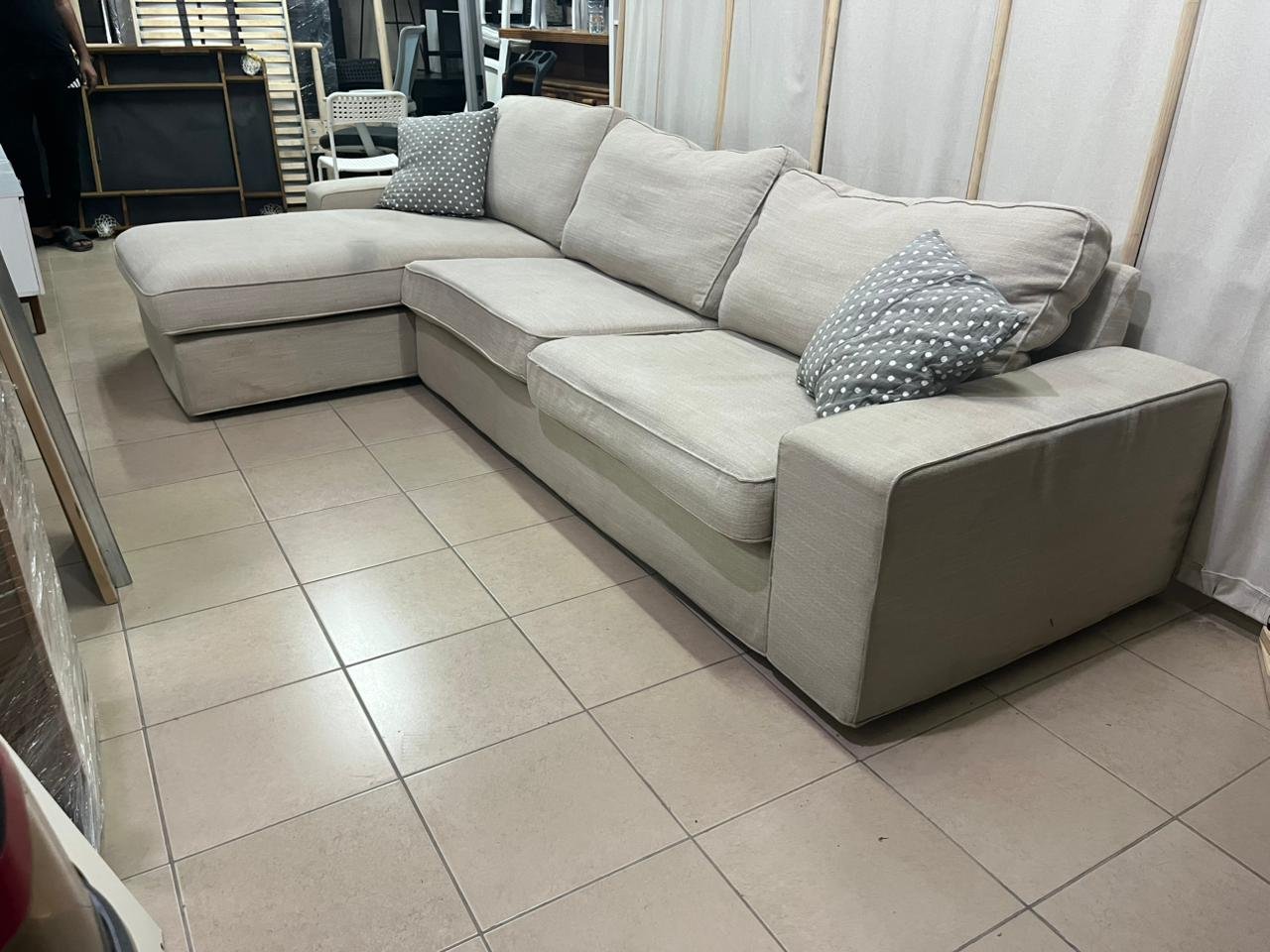 KIVIK 4-seater sofa with chaise lounge, Tresund light beige