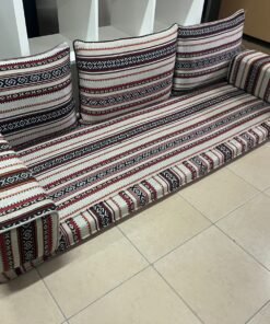 Floor sofa set in a traditional Arabic majlis design with a Sadu pattern