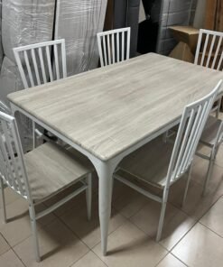 Dining table with six chairs, beige and white color, from Home Box