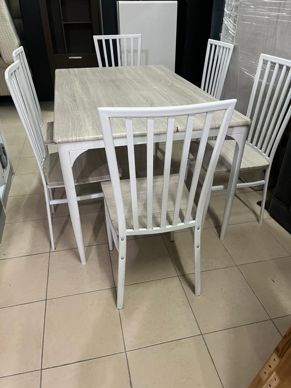 Dining table with six chairs, beige and white color, from Home Box - Image 10