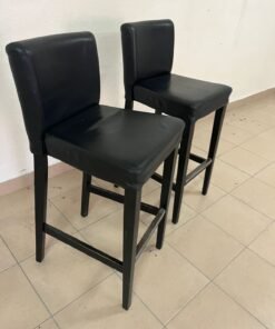 BERGMUND Bar stool with backrest, counter height black/Glose black, 62 cm