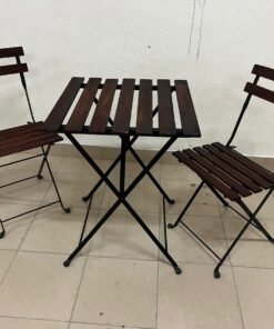 TÄRNÖ Table+2 chairs, outdoor, black/light brown stained