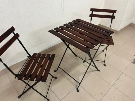 TÄRNÖ Table+2 chairs, outdoor, black/light brown stained • Yahya Used ...