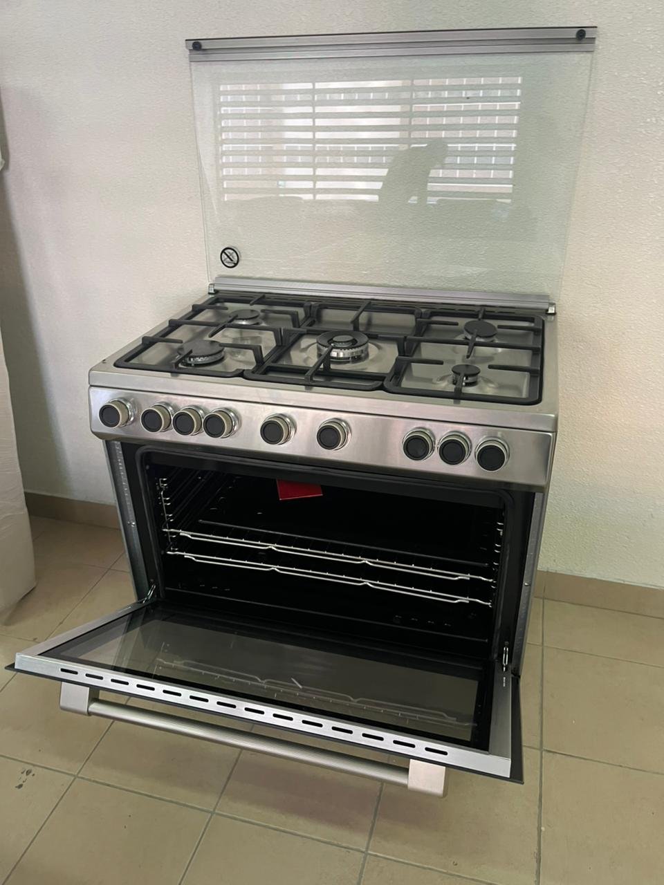 Glemgas freestanding gas hob, 90 x 60 cm, featuring 5 burners and a stainless steel body. - Image 2