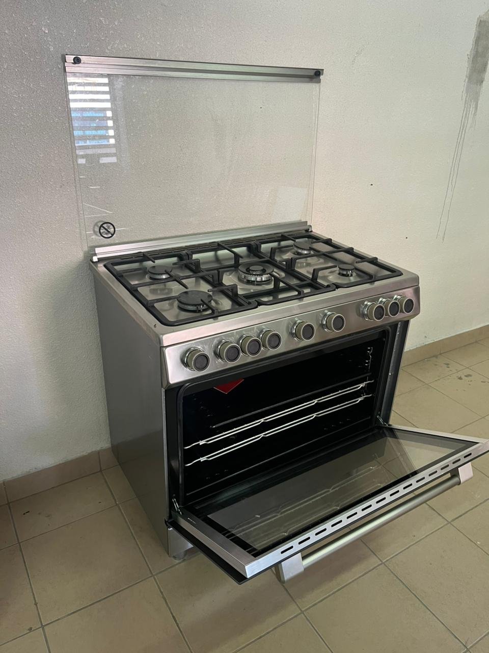 Glemgas freestanding gas hob, 90 x 60 cm, featuring 5 burners and a stainless steel body. - Image 4