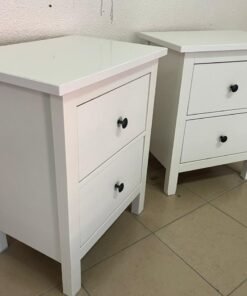 Hemens Two bedside tables, two-drawer chest, white painted, 54 x 66 cm