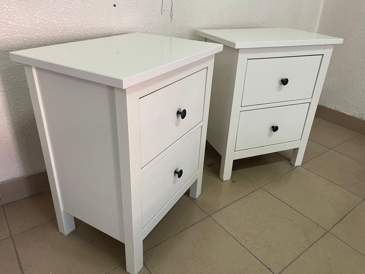 Hemens Two bedside tables, two-drawer chest, white painted, 54 x 66 cm