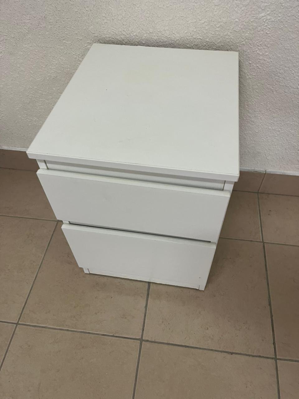 IKEA white bedside table with two drawers - Image 3