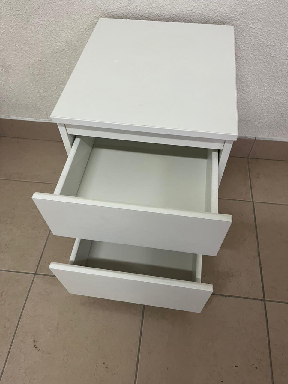 IKEA white bedside table with two drawers - Image 6