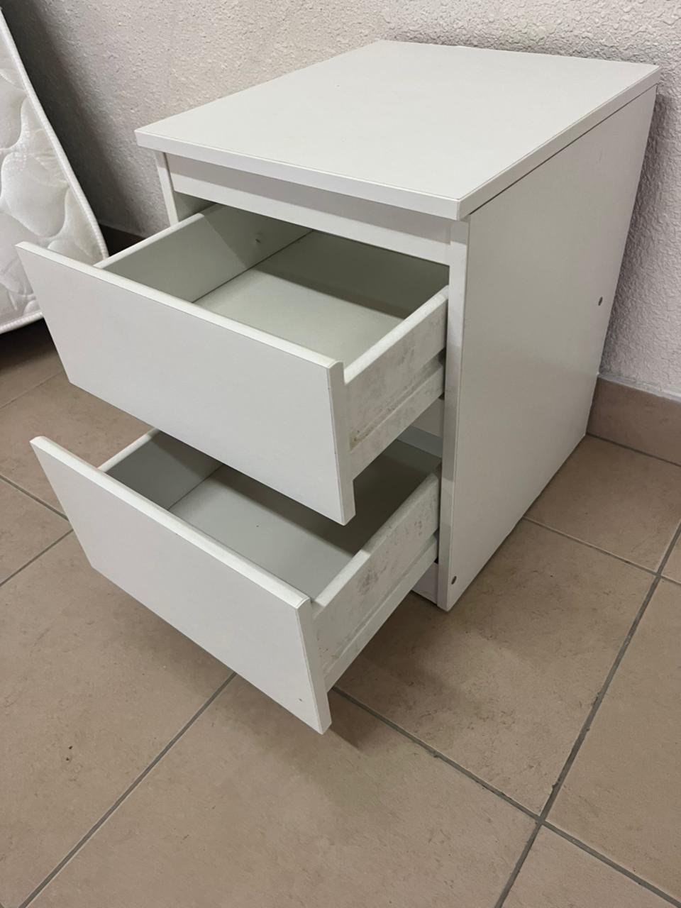 IKEA white bedside table with two drawers - Image 7