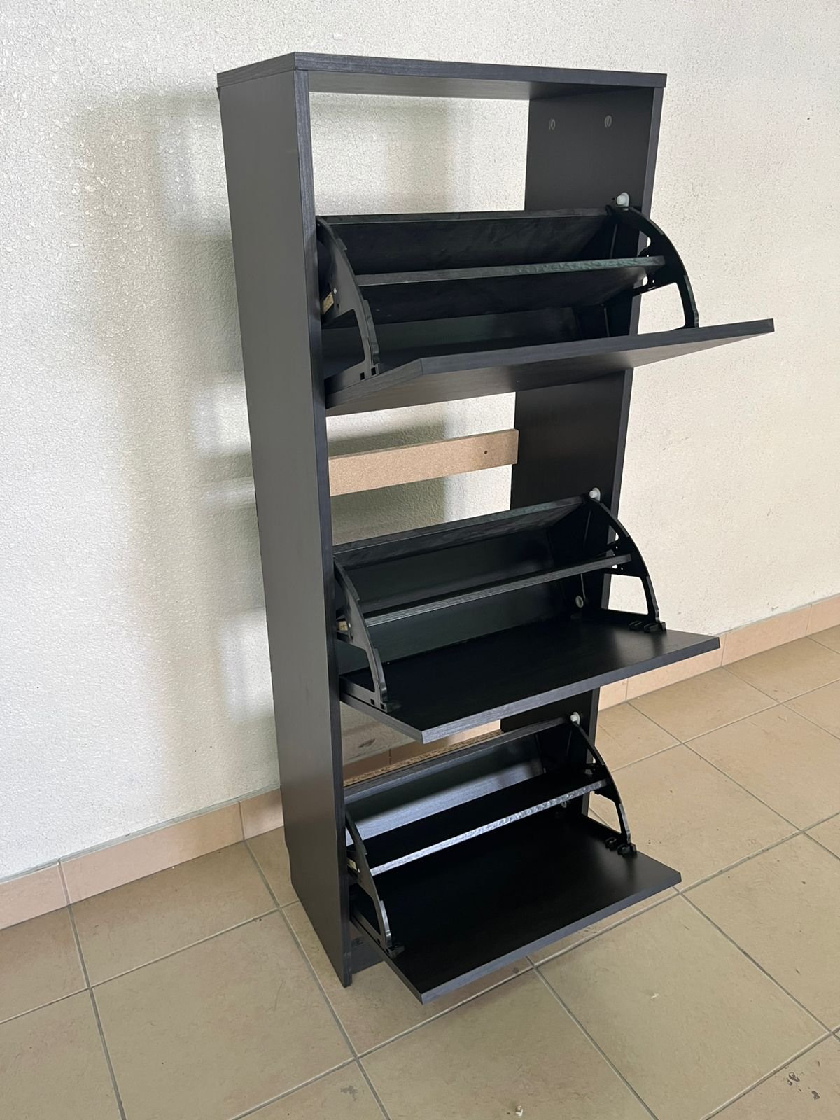 IKEA BISSA shoe cabinet with 3 compartments in black and brown. - Image 7