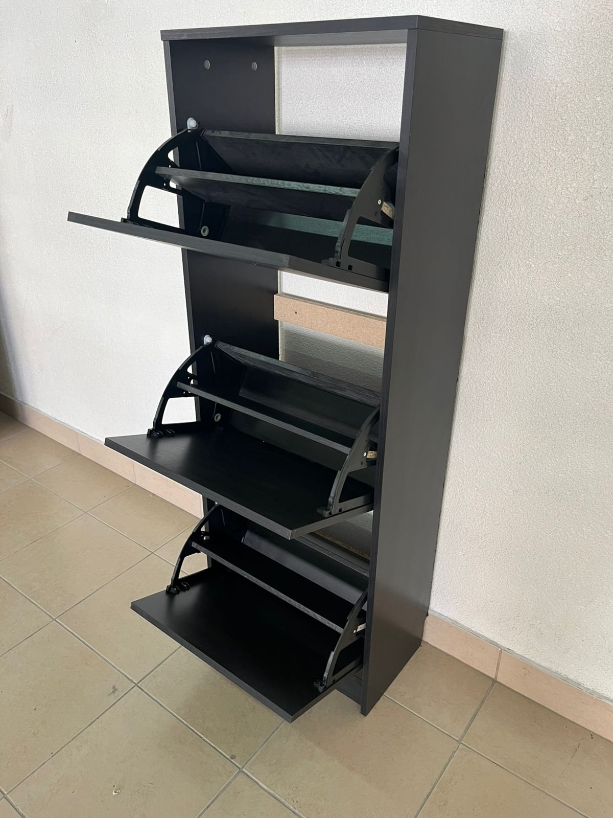 IKEA BISSA shoe cabinet with 3 compartments in black and brown. - Image 8