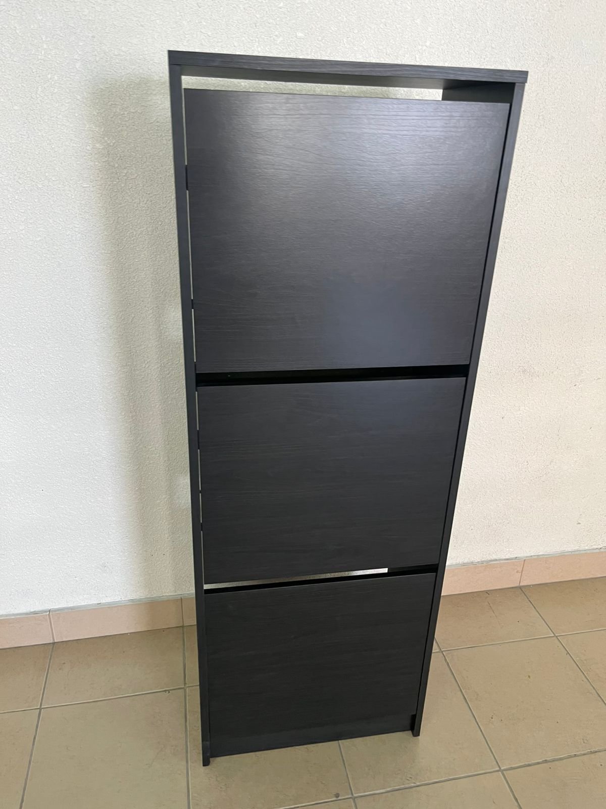 IKEA BISSA shoe cabinet with 3 compartments in black and brown. - Image 10