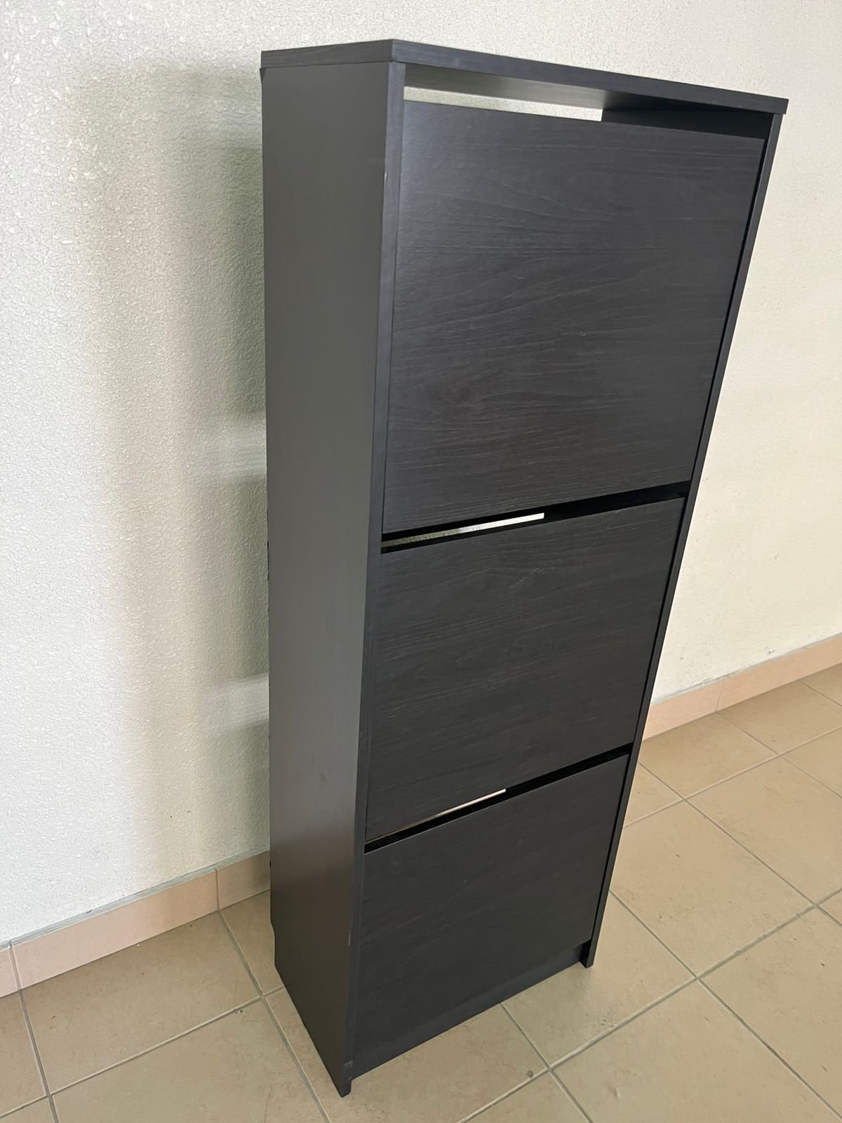 IKEA BISSA shoe cabinet with 3 compartments in black and brown. - Image 11