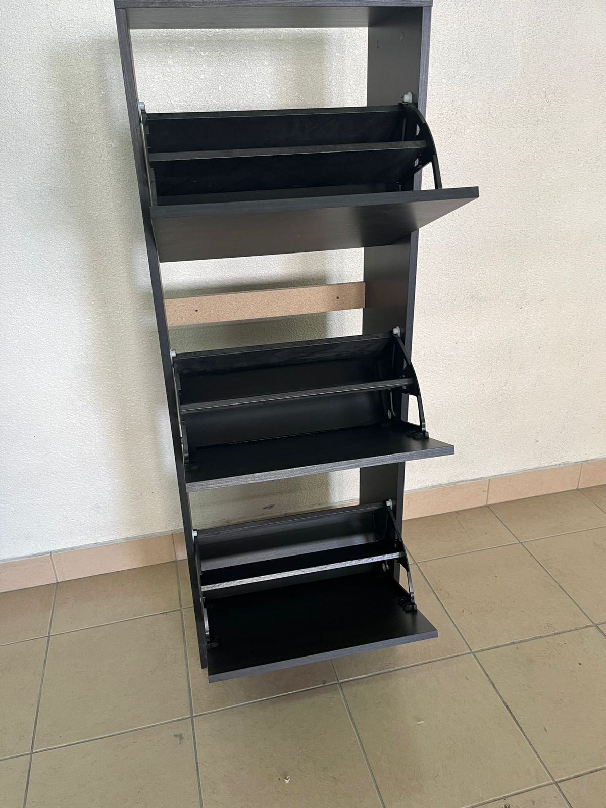 IKEA BISSA shoe cabinet with 3 compartments in black and brown. - Image 12