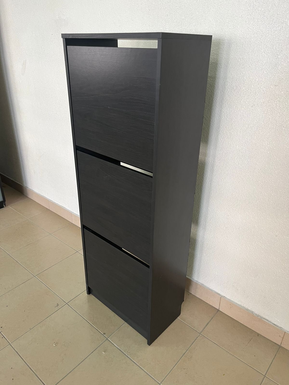 IKEA BISSA shoe cabinet with 3 compartments in black and brown. - Image 14