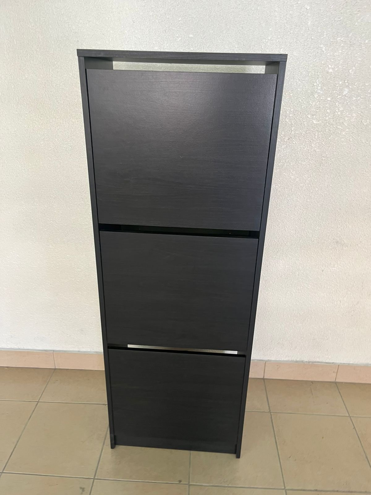 IKEA BISSA shoe cabinet with 3 compartments in black and brown. - Image 17