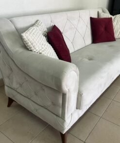 Turkish sofa bed, white fabric, classic design