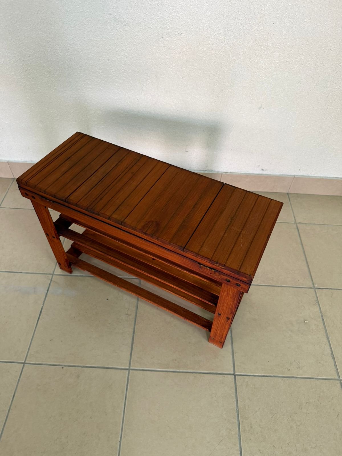 A modern wooden shoe storage bench - Image 5
