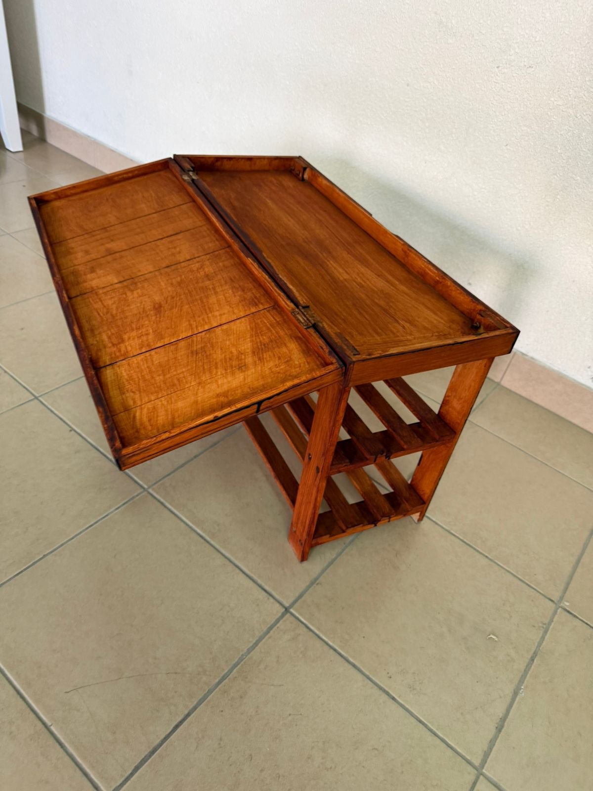 A modern wooden shoe storage bench - Image 6