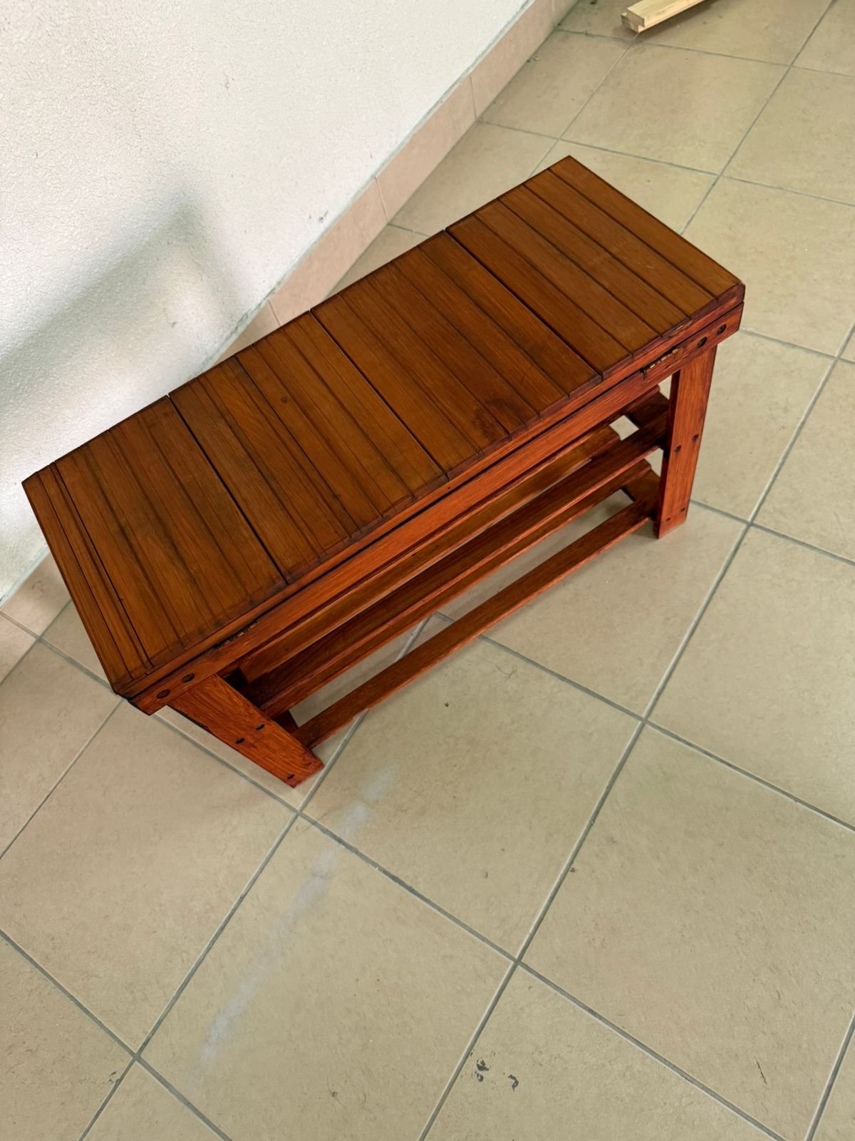 A modern wooden shoe storage bench - Image 7