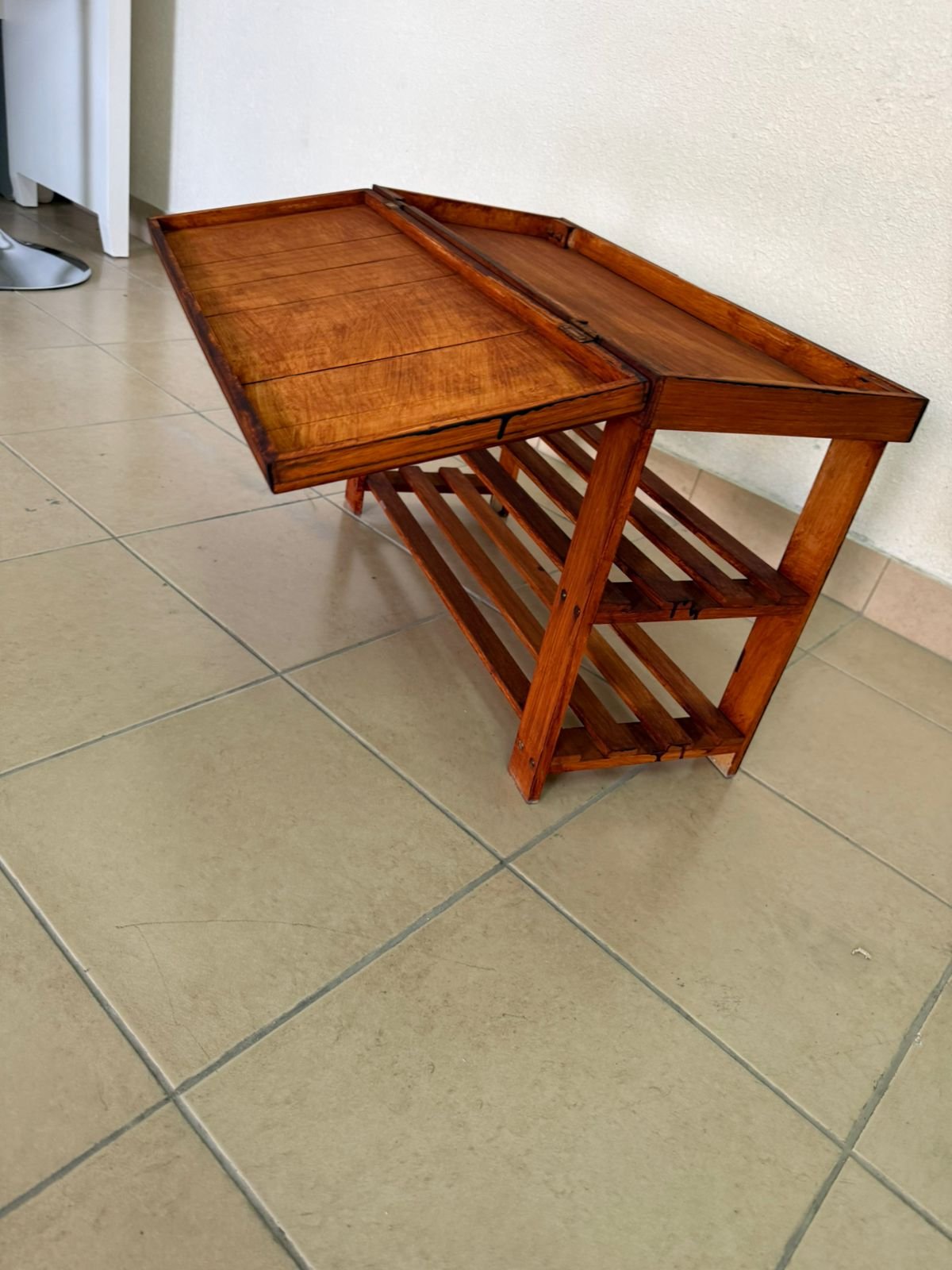 A modern wooden shoe storage bench - Image 8